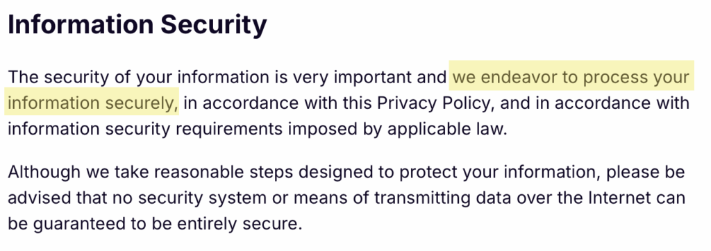 'Information Security' section in Bold.org privacy policy 