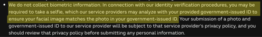 Information about whether Bubble Buzz collect biometric information (it does not) as per its privacy policy 