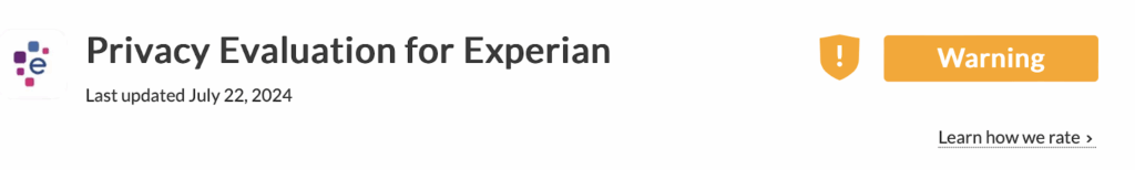 Experian privacy evaluation by the Common Sense Privacy Program 