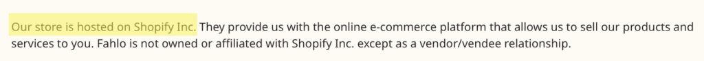 Fahlo is hosted on Shopify and shares it security 