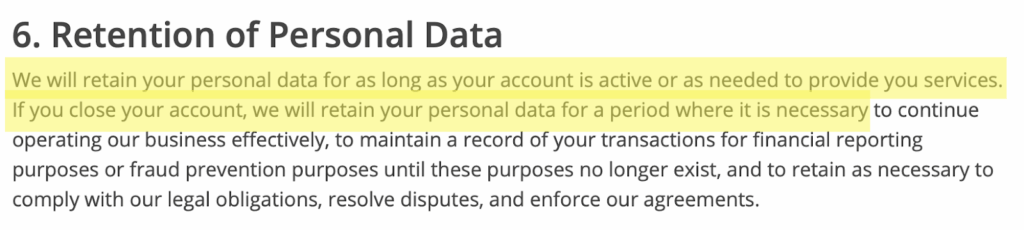 Groupon retention of personal data 