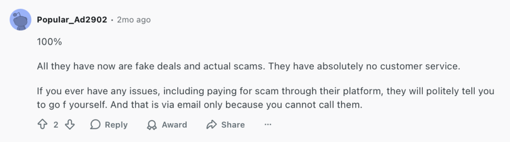 Negative Reddit post about Groupon 