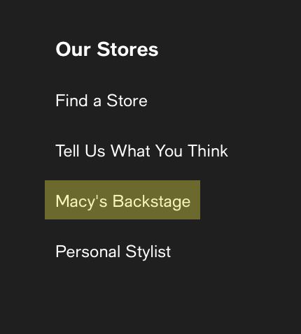 Macy's Backstage footer