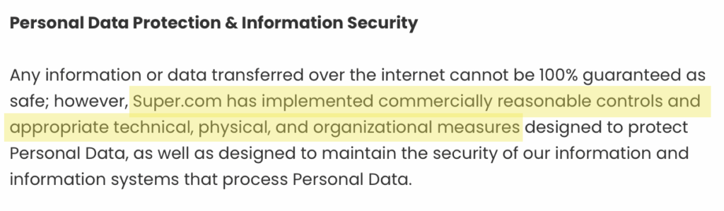 Super.com data protection and information security 