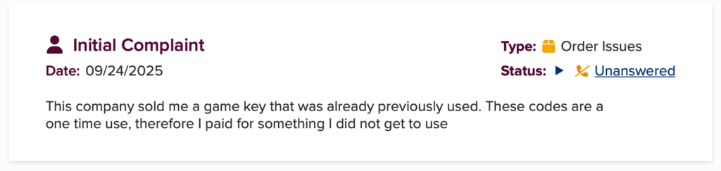 CDKeys BBB complaint