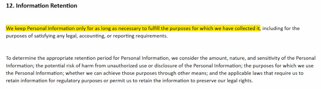 Instacart information retention 