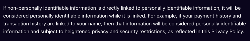 Klarna what happens if non PII is linked to PII