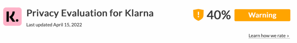 Privacy evaluation for Klarna by the Common Sense Privacy Program