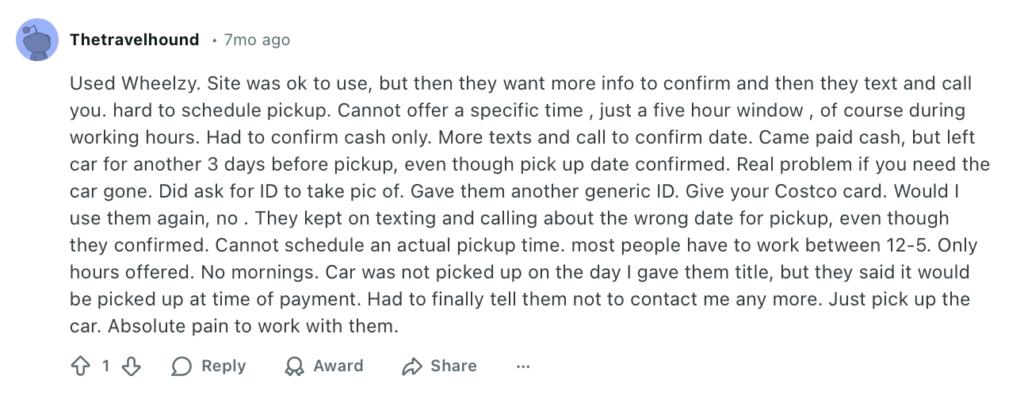 Reddit comment about using Wheelzy