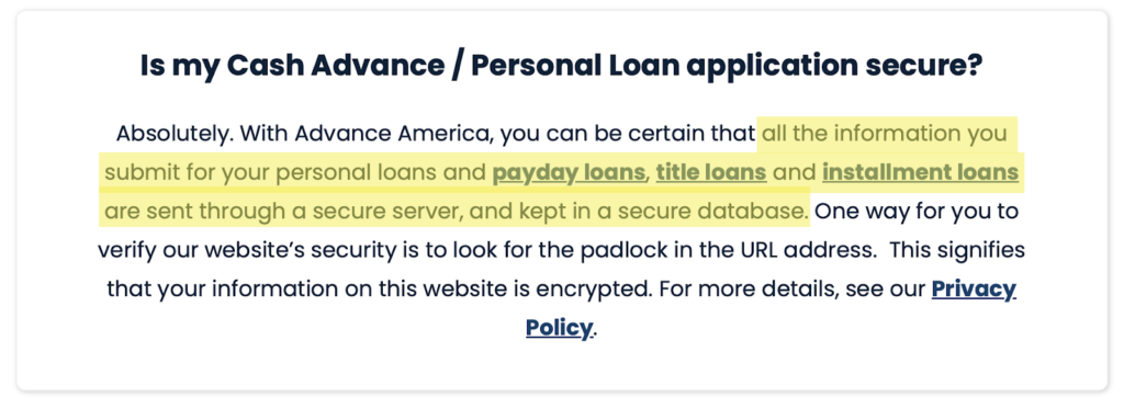 'Is my Cash Advance / Personal Loan application secure?'