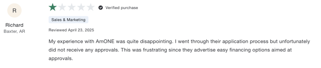 AmONE negative review