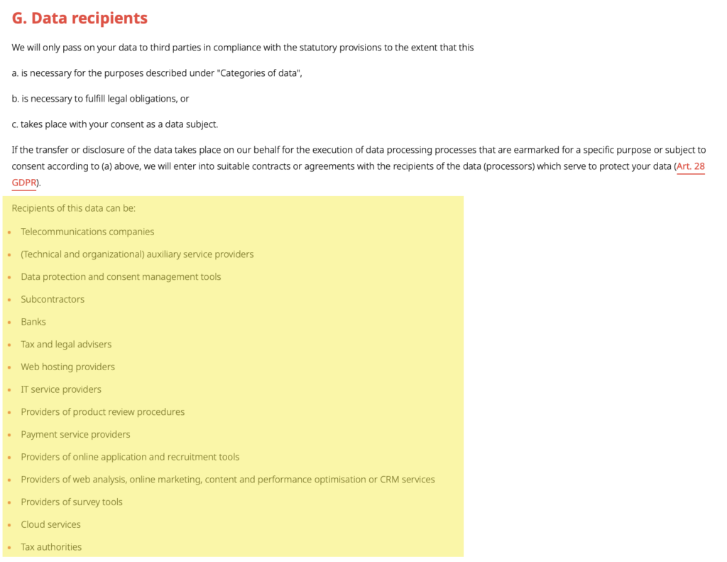 AnyDesk data recipients as per its privacy policy