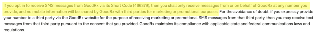 GoodRx opting out of SMS messages 
