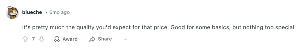 Reddit comment about Quince