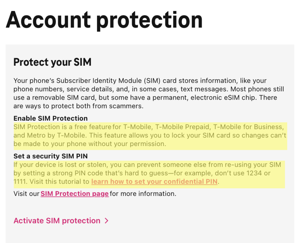 T-Mobile account protection features 