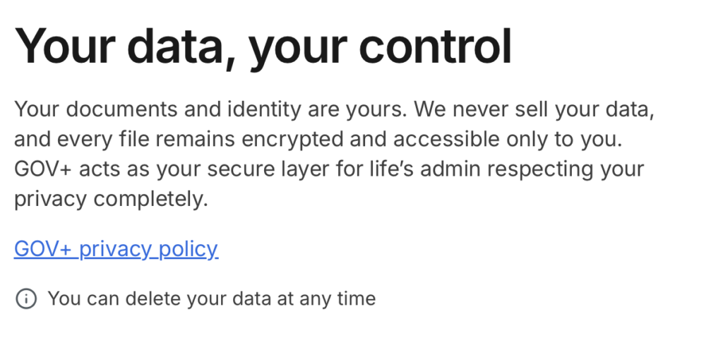 Gov+ 'Your data, your control' 