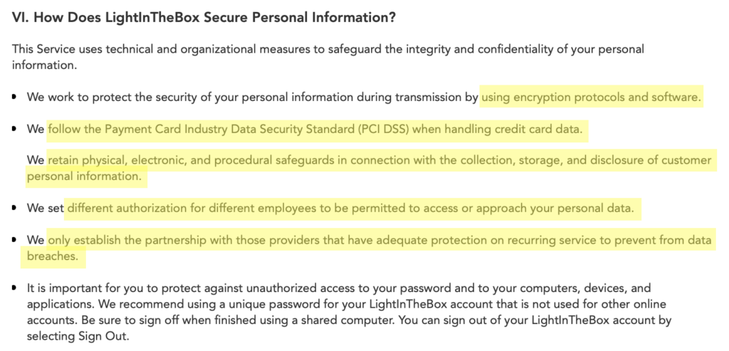 Light In The Box security 