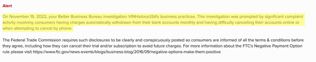 VinHistoryUSA BBB alert