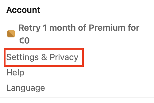 LinkedIn "Settings & Privacy" link