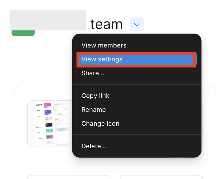 Figma "View settings" link