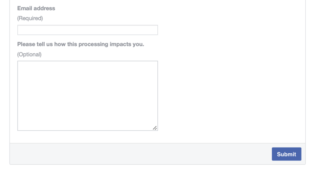 Facebook AI opt out form