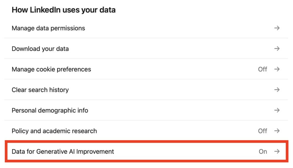 LinkedIn "Data for Generative AI Improvement" link 