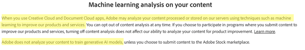 Adobe machine learning analysis on your content