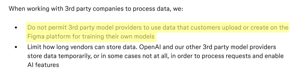 Figma does not permit 3rd party models providers to use your data