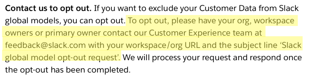 How to contact Slack to opt out of AI training 