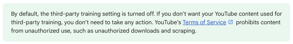 YouTube AI training is off by default 