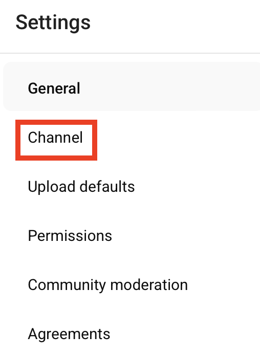 YouTube "Channel" link 