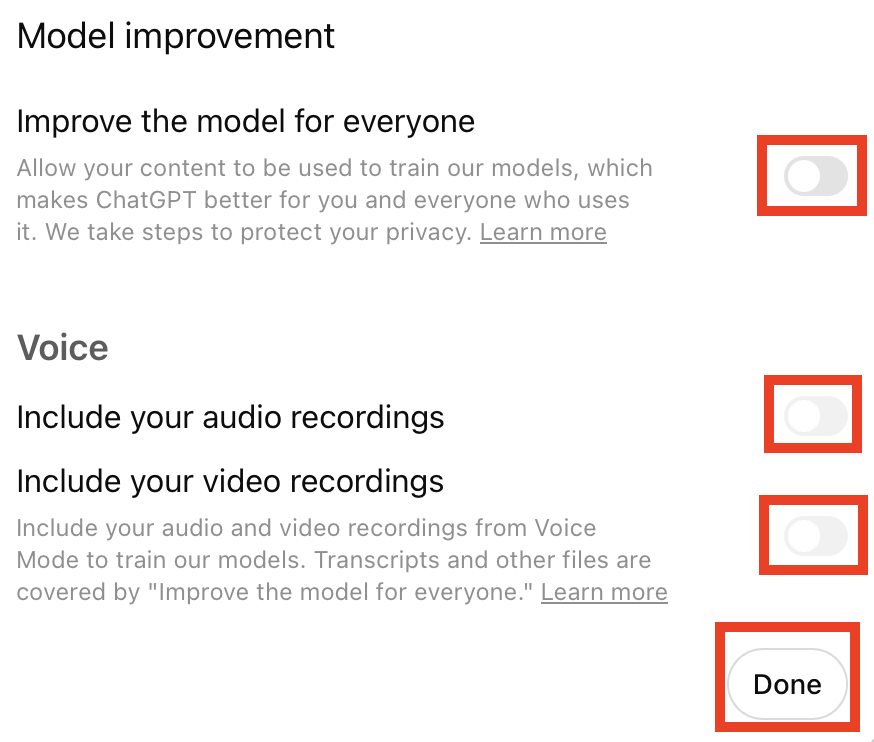 ChatGPT voice settings