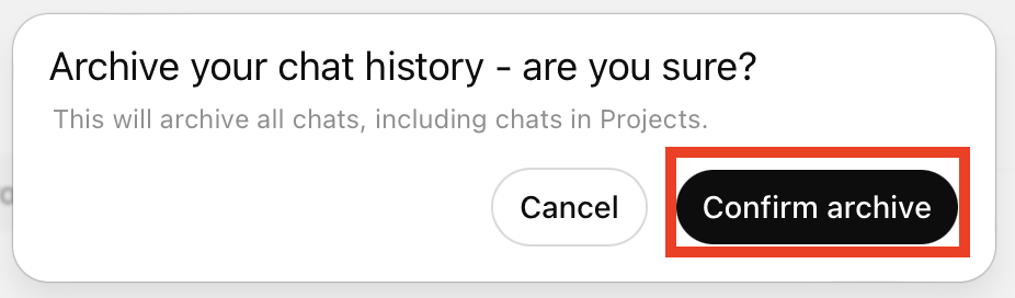 Confirm chat history archiving