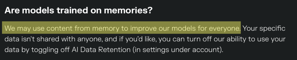 Are models trained on memories? (answer: yes).