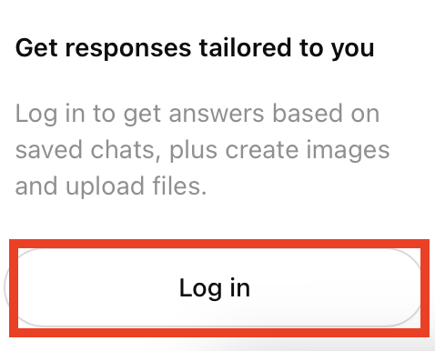 ChatGPT "Log in" button