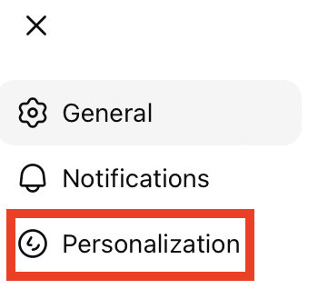 ChatGPT "Personalization" setting