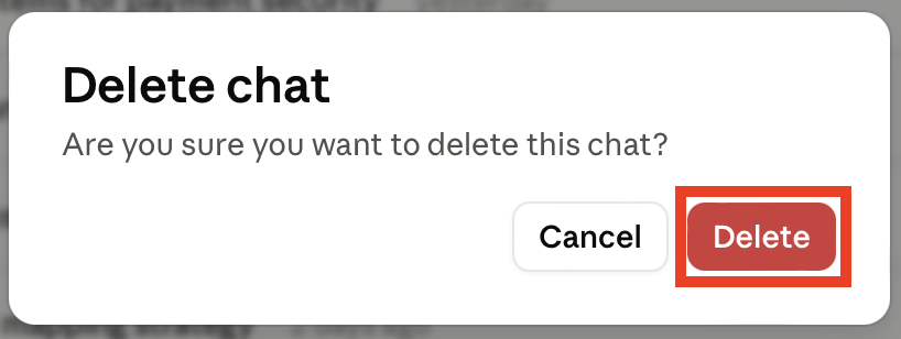Claude "Delete chat" pop-up