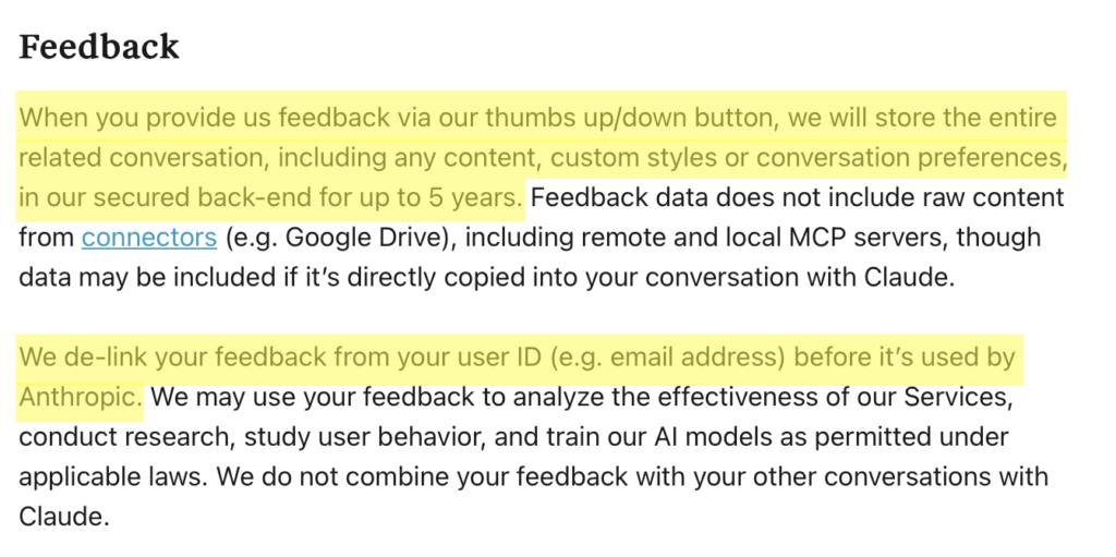 What happens when you provide Claude feedback