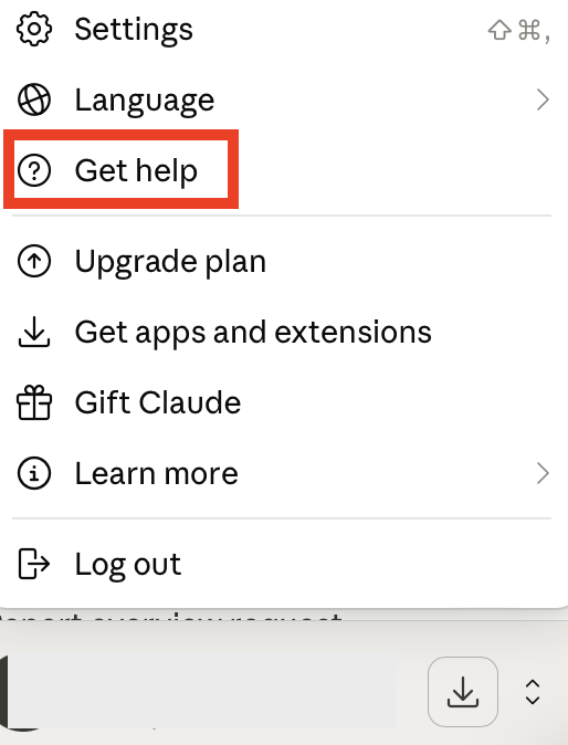 Claude "Get help"