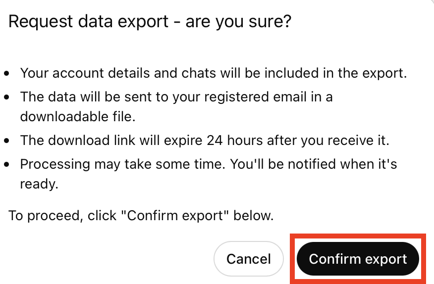 Confirm ChatGPT export