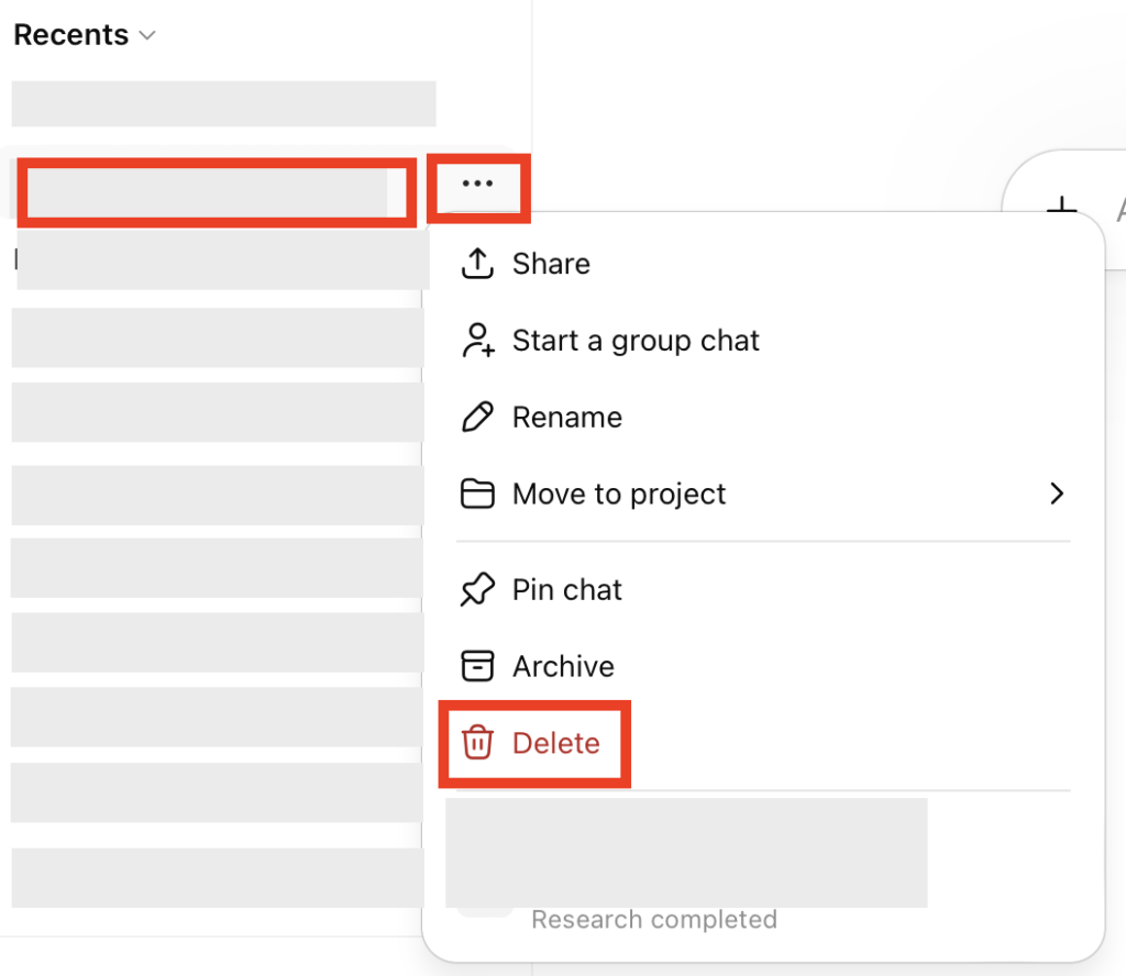 Delete a single ChatGPT chat