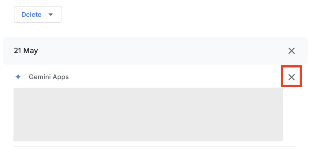 Individual Gemini chat deletion