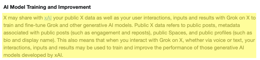 Information on Grok "AI Model Training and Improvement" 