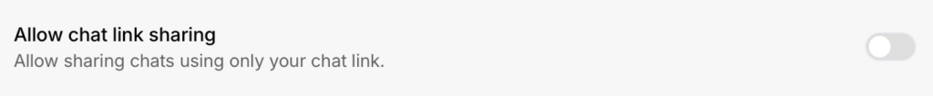"Allow chat link sharing" toggle off 