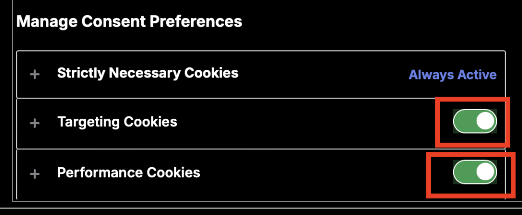 Grok "Manage Consent Preferences" for cookies 
