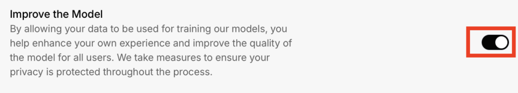 Grok "Improve the Model" toggle 