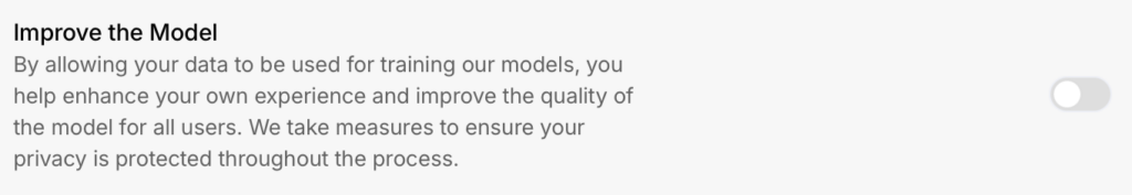 Grok "Improve the Model" toggle turned off 