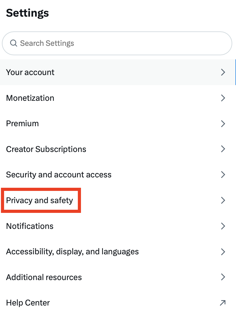 X "Privacy and safety" 