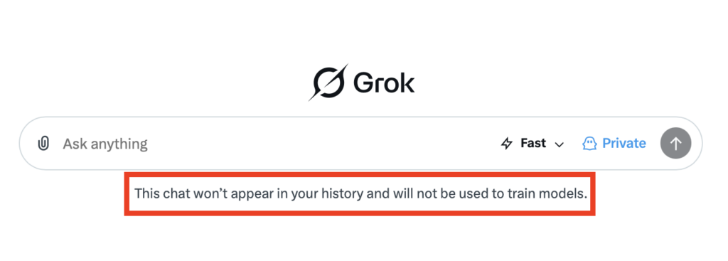 Grok private mode