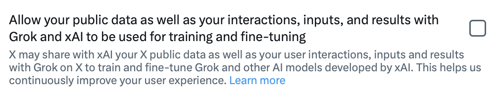 Grok training toggle off 